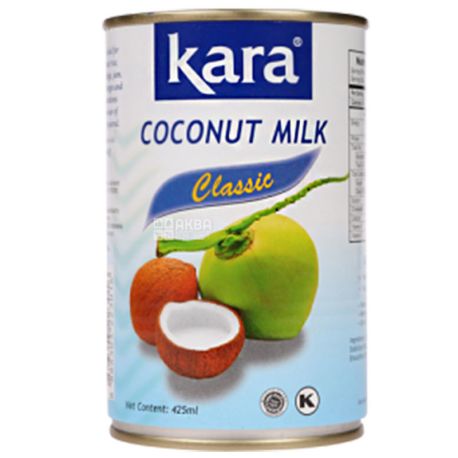Kara, Coconut Milk, 425 мл, Кара, Молоко кокосове, пастеризоване, ж/б