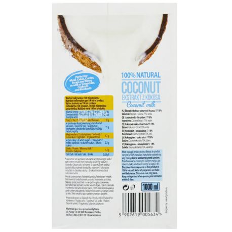 Kier, 1 л, Кієр, Молоко кокосове, 17%