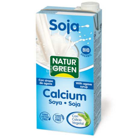 NaturGreen, Soya Calcium, 1л, НатурГрин, Напиток растительный из сои, с кальцием и соком агавы