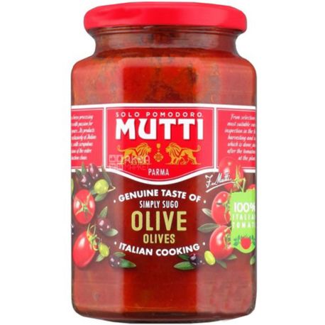 Mutti, 400 г, Соус томатний з оливками