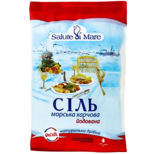 Salute di Mare, 600 г, Сіль харчова морська, йодована, дрібна 