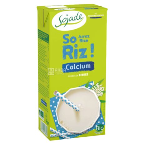 Sojade So Riz Calcium Organic, 1 л, Сояде, Рисове молоко, з кальцієм, органічне, без глютену і лактози
