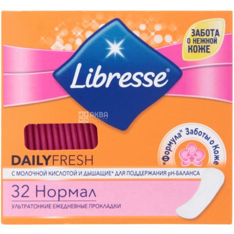Libresse, Daily Fresh Normal, 32 шт., Прокладки щоденні, з молочною кислотою