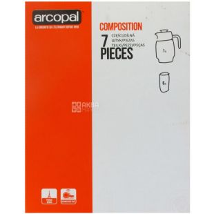 Arcopal Florine, Набор для напитков, Графин + 6 шт стаканов, в ассортименте