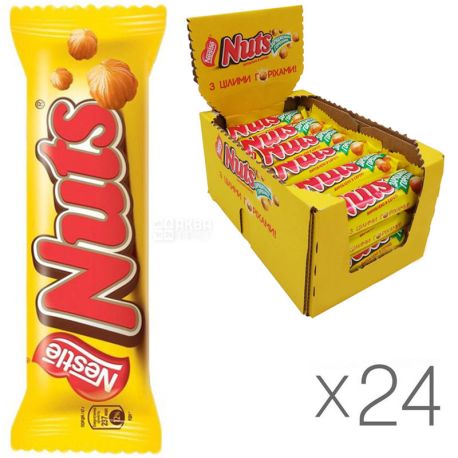Nestle Nuts Single, 42 г, упаковка 24 шт., Батончик, Нестле Натс Сингл
