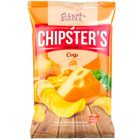 Flint Chipster's, 130 г, Чіпси картопляні зі смаком сиру