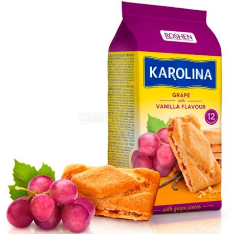 Roshen Karolina, 225 g, Butter cookies with grapes and vanilla flavor