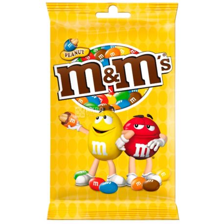 M&M's, 125 г, Драже с арахисом и молочным шоколадом в хрустящей разноцветной глазури