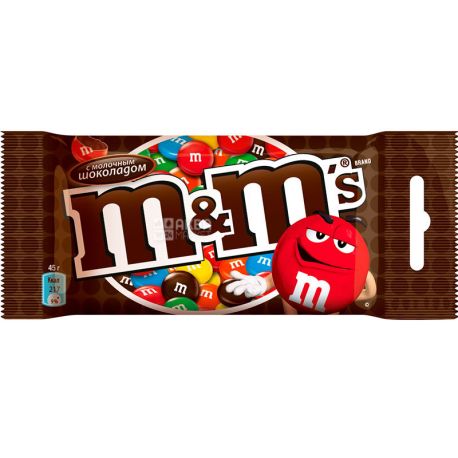 M&M's, 45 г, Драже з молочним шоколадом в різнобарвній глазурі