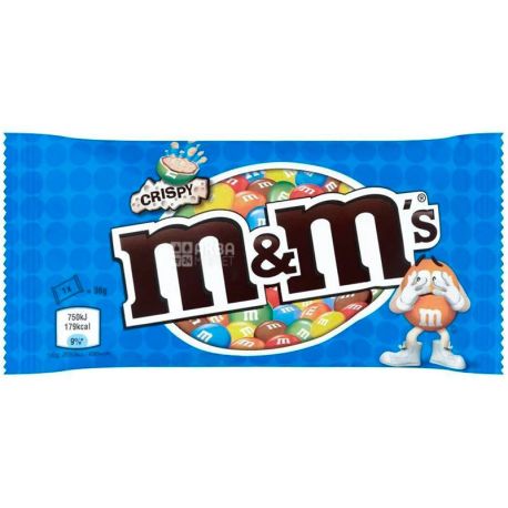 M&M's, 36 г, Драже з рисовими кульками в молочному шоколаді і різнобарвною глазурі