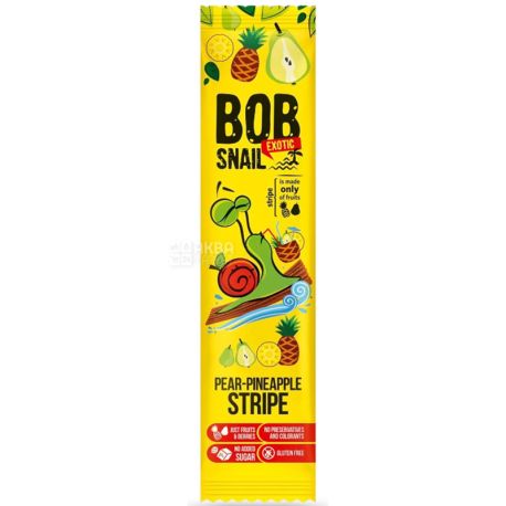 Bob Snail, 14 g, Pear and Pineapple Stripe Sweets