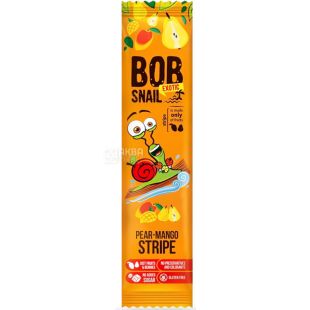 Bob Snail Stripe, 14 г, Конфета натурально Груша-Манго Боб Снейл Страйп, без сахара