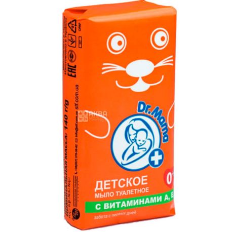 Dr.Mama, 140 г, Детское мыло твердое, без отдушек, забота с первых дней