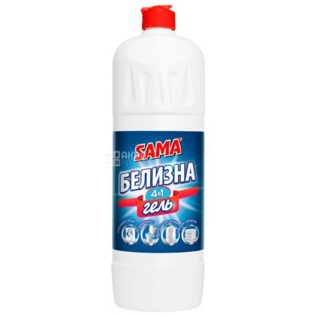 Sama, 1 л, Белизна отбеливающая, гель 4 в 1