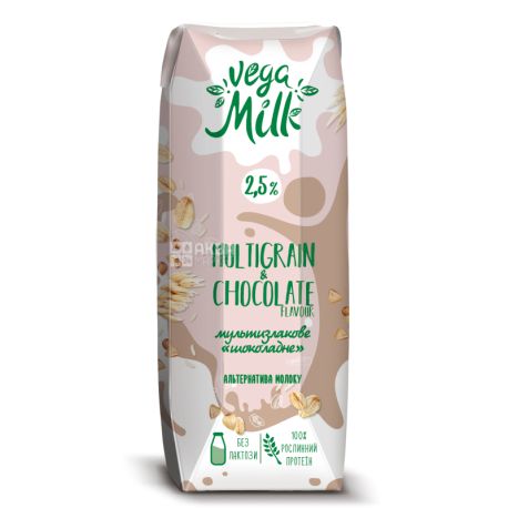 Vega Milk, 250 мл, Напій мультизлаковий з какао ультрапастеризований, 2,5%