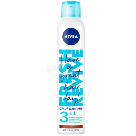 Nivea 3in1 Fresh Revive, 200 ml, Shampoo dry, for dark hair