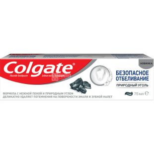 Colgate, 75 мл, Зубна паста, Безпечне відбілювання, з природним вугіллям