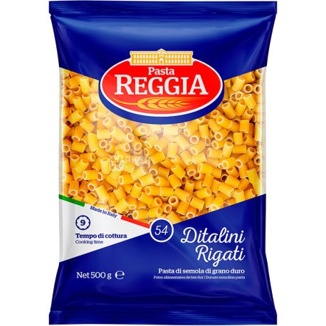 Pasta Reggia, Ditali Rigati №54, 500 г, Макарони Паста реггаі, Діталі Рігаті
