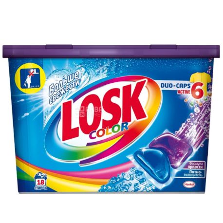 Losk, Duo-caps Color, 18 шт., Капсули для прання