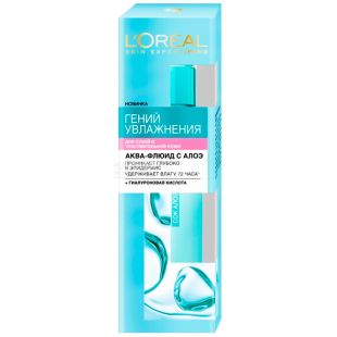  L`Oreal, 70 мл, Гель для чувствительной кожи, Аква-флюид
