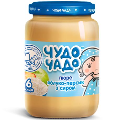 Чудо-Чадо, 175 г, Пюре для малюків, Яблуко-персик з сиром, з 6 місяців