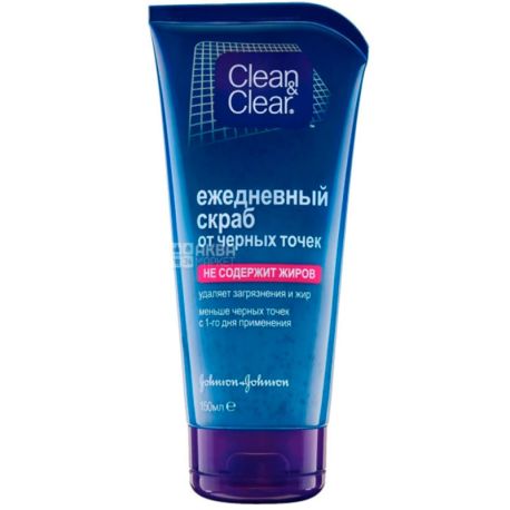 Clean & Clear, 150 мл, Скраб для обличчя, від чорних цяток