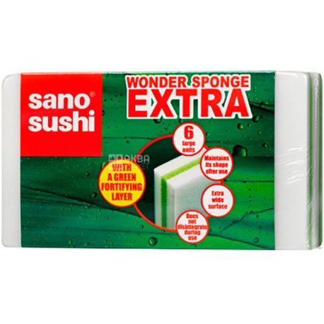Sano, 1 х 6 шт, Губка для легкого и длительного использования