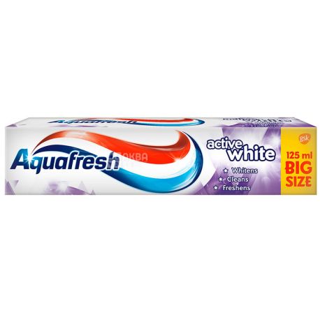 Aquafresh Active White, 125 мл, Зубна паста Активне відбілювання