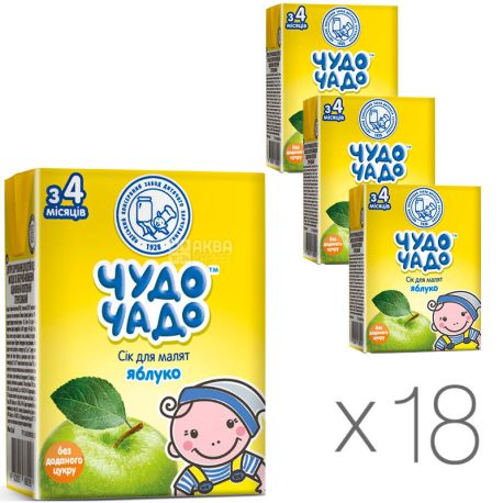 Чудо-Чадо, Зелене яблуко, 200 мл, Сік для дітей, без додавання цукру, з 4 місяців, Упаковка 18 шт.