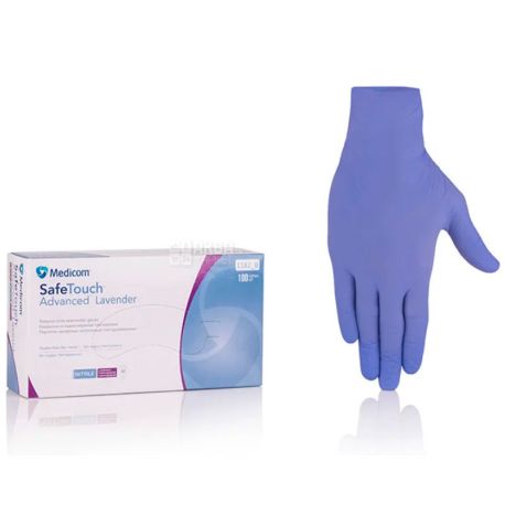 Medicom, Lavender, 100 шт., Рукавички нітрилові, полегшені, лавандові, розмір L