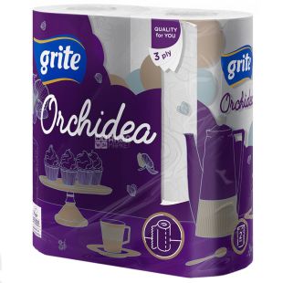 Grite Orchidea, 2 рул., Паперові рушники Гріте Орхідея, 3-шарові, 11 м, 77 аркушів, 220х140 мм