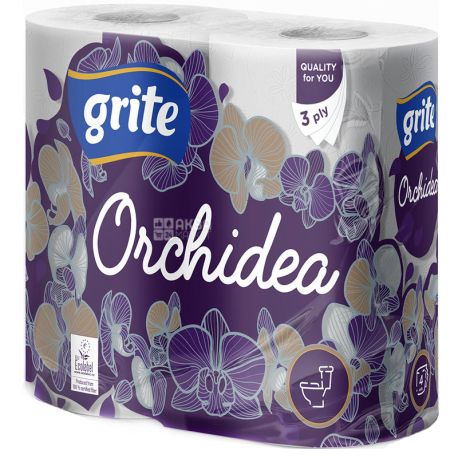 Grite Orchidea, 4 рул., Туалетная бумага Грите Орхидея, 3-х слойная
