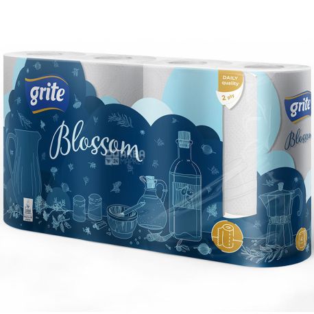 Grite, 4 Rolls, Paper Towels, Double Layers, Blossom