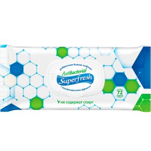 Super Fresh, 15 шт., СуперФреш, Вологі серветки антибактеріальні, кишенькові