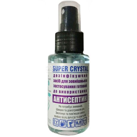 Super crystal, 80 ml, Antiseptic for hands and surfaces, with a spray, 75% alcohol