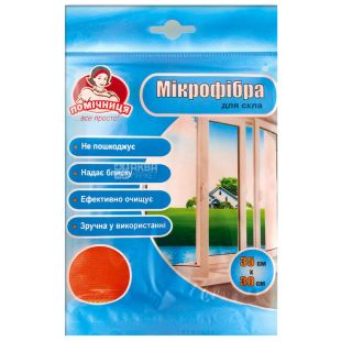 Помічниця, Серветка з мікрофібри для скла, 350 х 300 мм, в асортименті