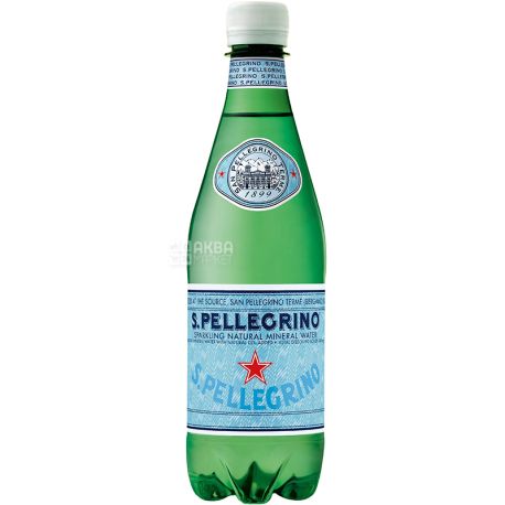 San Pellegrino, 0,5 л, Сан Пеллегріно, Вода мінеральна газована, ПЕТ