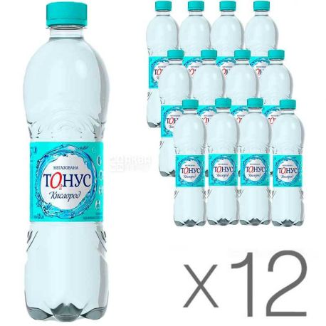 Куяльник Тонус-Кисень, 0,5 л, Упаковка 12 шт., Вода мінеральна негазована, ПЕТ