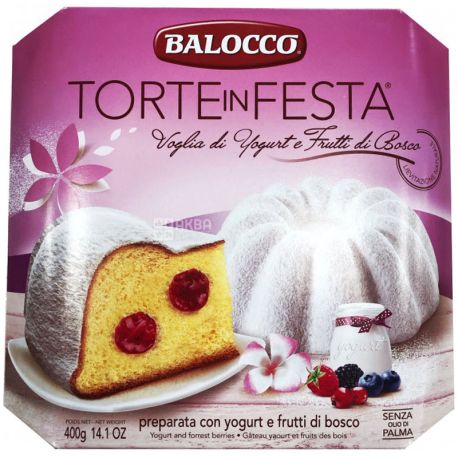 Balocco Torte in Festa, 400 г, Панеттоне з ягодами та йогуртом
