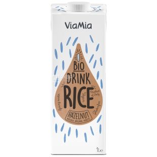 ViaMia, Bio Drink, Rice Hazelnut, 1 л, ВіаМіа, Напій рисовий з фундуком органічний, без цукру і глютену