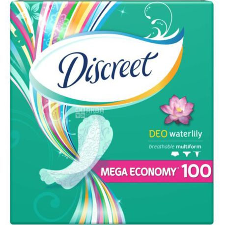 Discreet, Deo Water Lily 100 шт., Прокладки ежедневные, ароматизированные