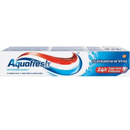 Aquafresh, Освіжаючо-м'ятна, 50 мл, Зубна паста Аквафреш, Потрійний захист