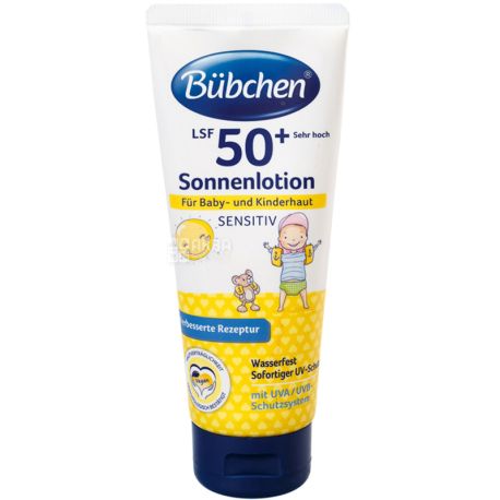 Bubchen Sensitive, 100 мл, Сонцезахисне молочко для дітей, LSF 50+