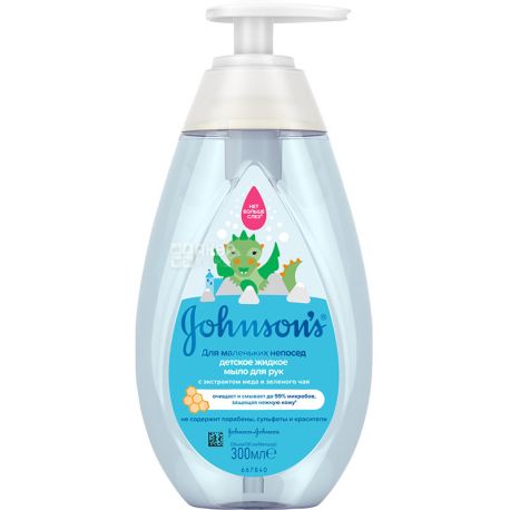 Johnson's baby, Pure Protect, 300 мл, Детское антибактериальное мыло, С экстрактом зеленого чая и меда