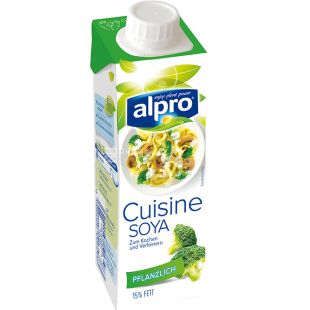 Alpro, Cuisine Soya, 250 мл, Сливки соевые Алпро, 14%