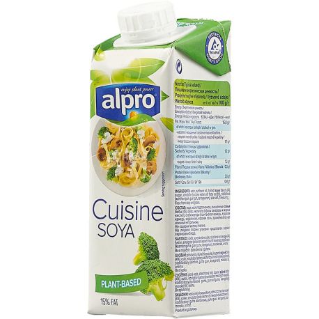 Alpro, Cuisine Soya, 250 мл, Вершки соєві Алпро, 14%