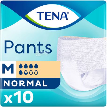 Tena, Pants Medium, 10 шт., Подгузники поглощающие для взрослых, 5 капель, размер М