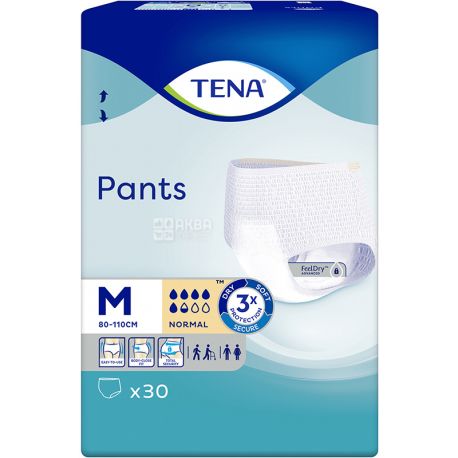 Tena, Pants Normal Medium, 30 шт., Підгузки поглинаючі для дорослих, 5 крапель, розмір М