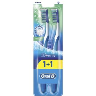 Oral-B, 3D White, 1+1 шт., Орал Би, Зубная щетка средней жесткости