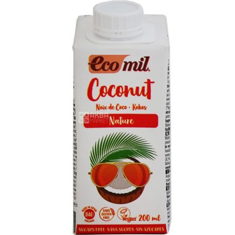 Ecomil, Coconut, 200 мл, Рослинний напій Кокос, без цукру